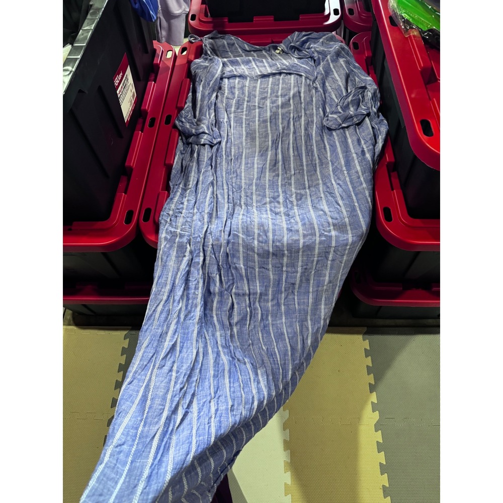 Elan Blue White Striped Sleeveless Maxi Dress 3X Boho Beach Rayon N-RYJ5060